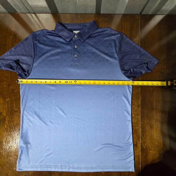 PGA Tour Mens XL Pro Series Blue Performance Polo Shirt Soft Golf Fade Geo Print - Picture 6 of 10